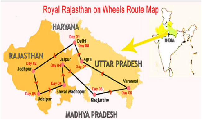 Royal Rajasthan On Wheels - Route Map